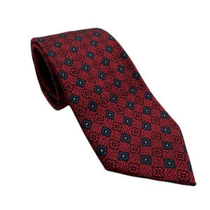 Ermenegildo Zegna Silk Neck Tie Geometric Floral Red Blue